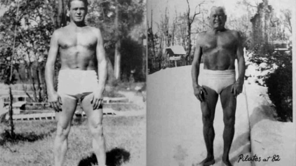 Joseph Pilates idoso demonstrando vigor físico e saúde